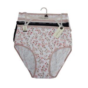 Laura Ashley Womens Brief Underwear Panties Floral 5 Pair Size Large Cotton